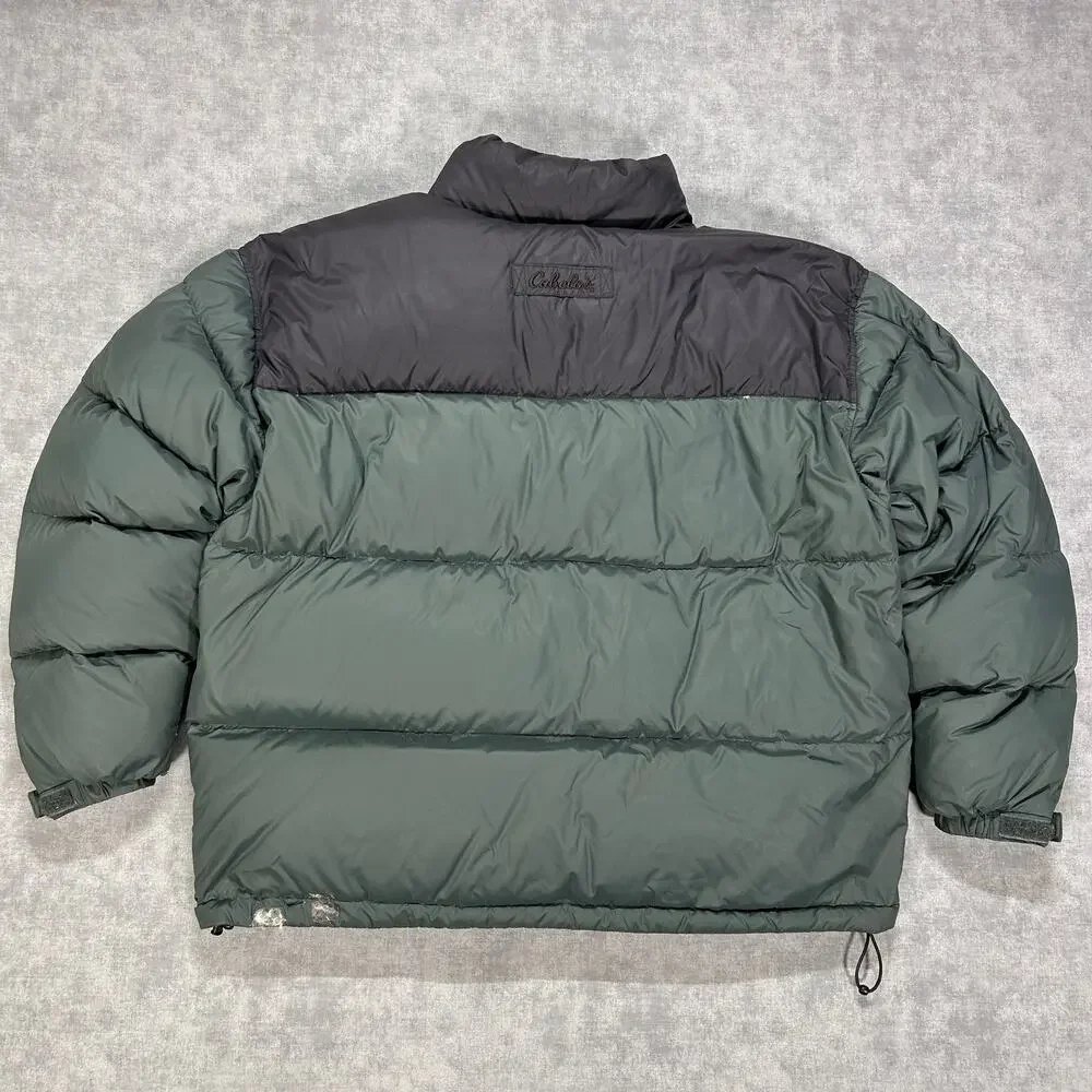 Vintage 90s Cabelas Premier Northern Goose Down 650 Puffer Jacket Green Mens XL